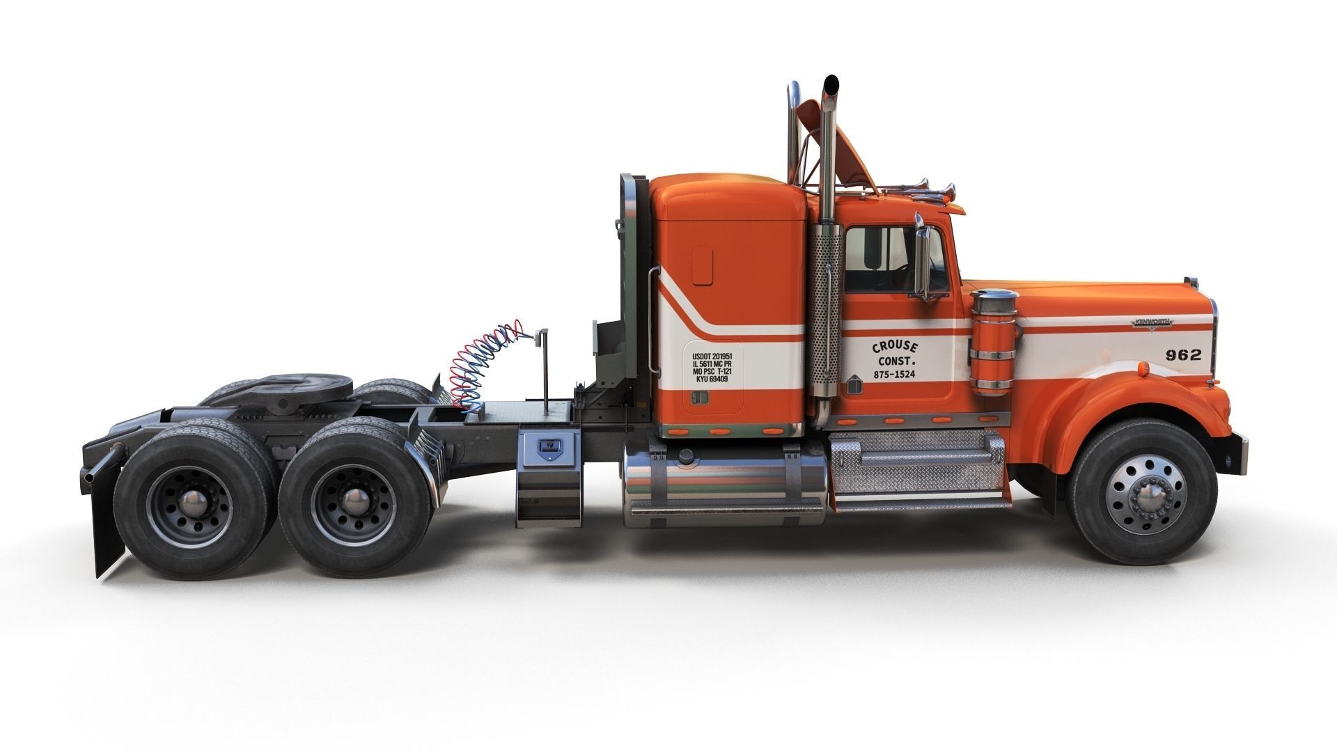 Kenworth W900 custom cab Low-poly 3D model_3