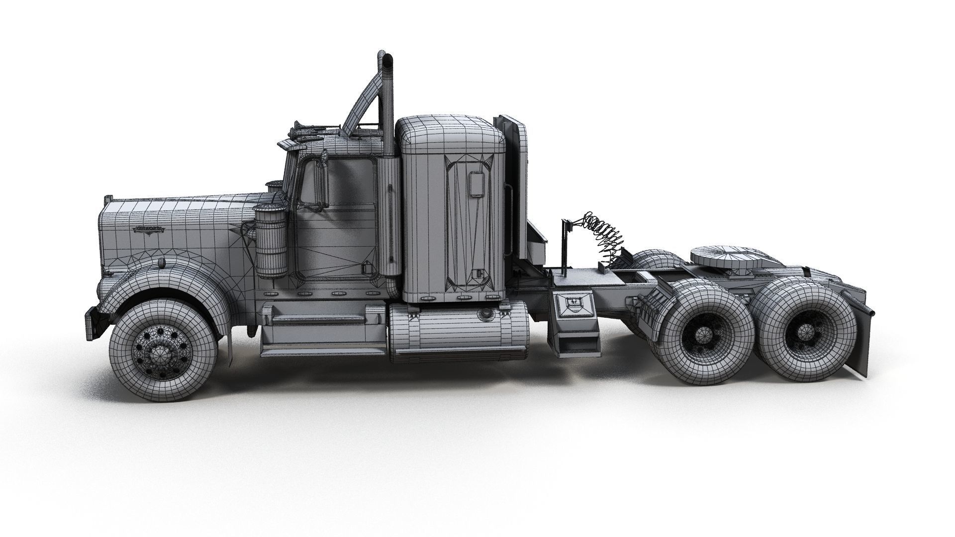 Kenworth W900 custom cab Low-poly 3D model_13