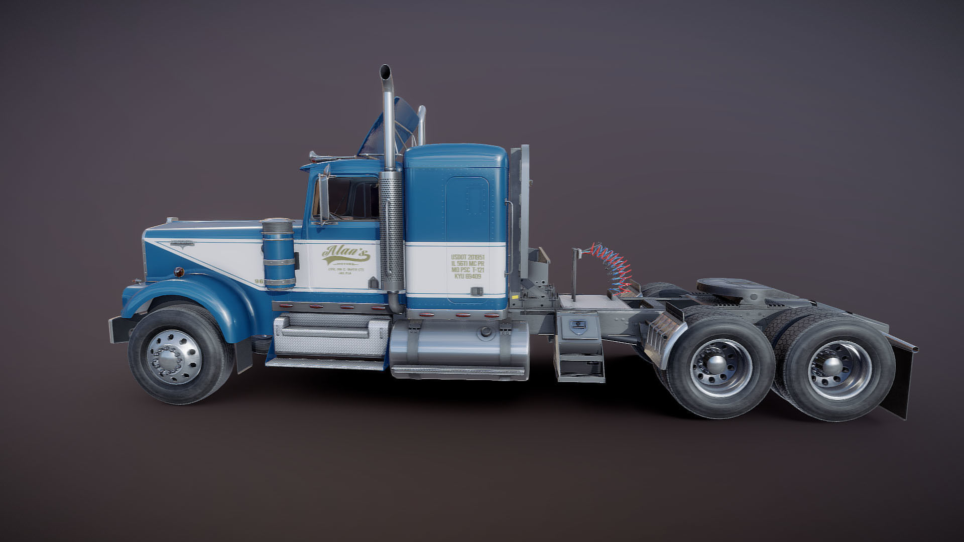 Kenworth W900 custom cab Low-poly 3D model_21