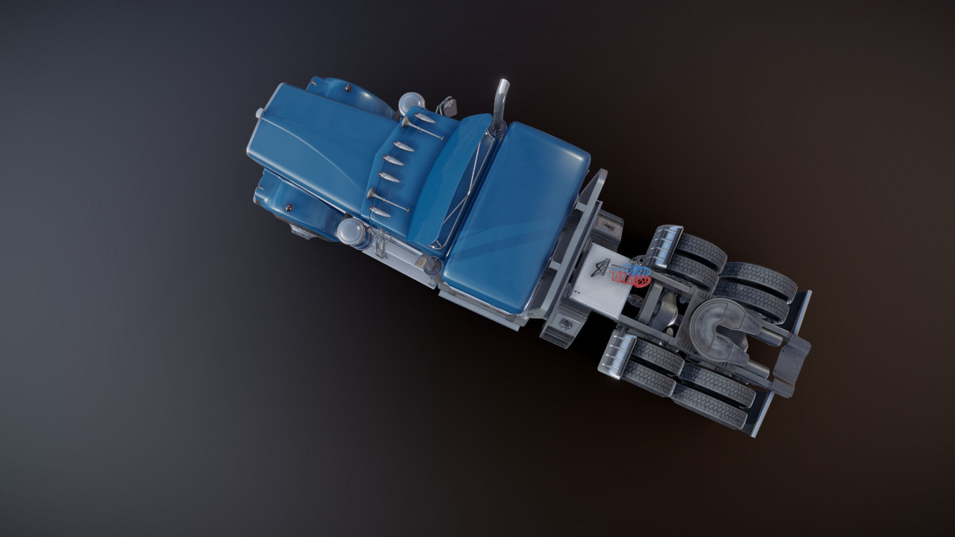 Kenworth W900 custom cab Low-poly 3D model_23