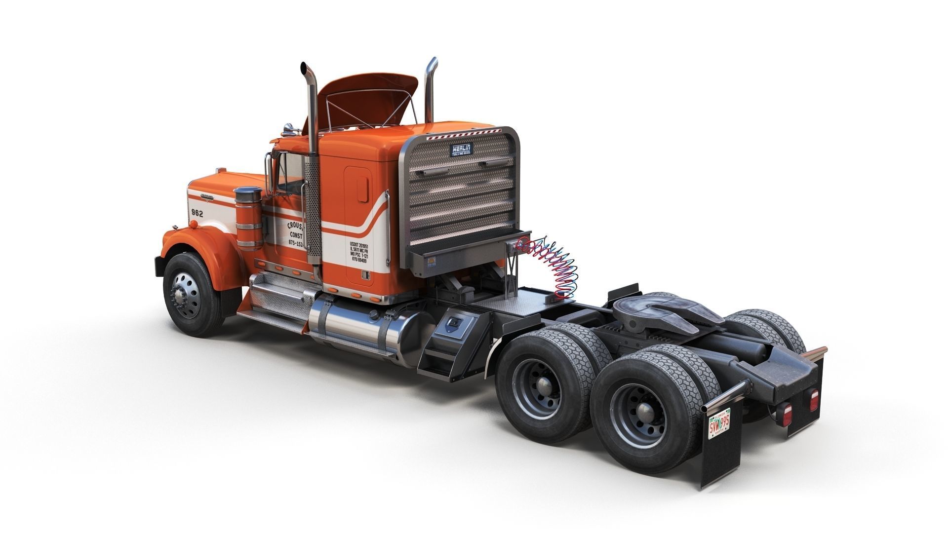 Kenworth W900 custom cab Low-poly 3D model_4