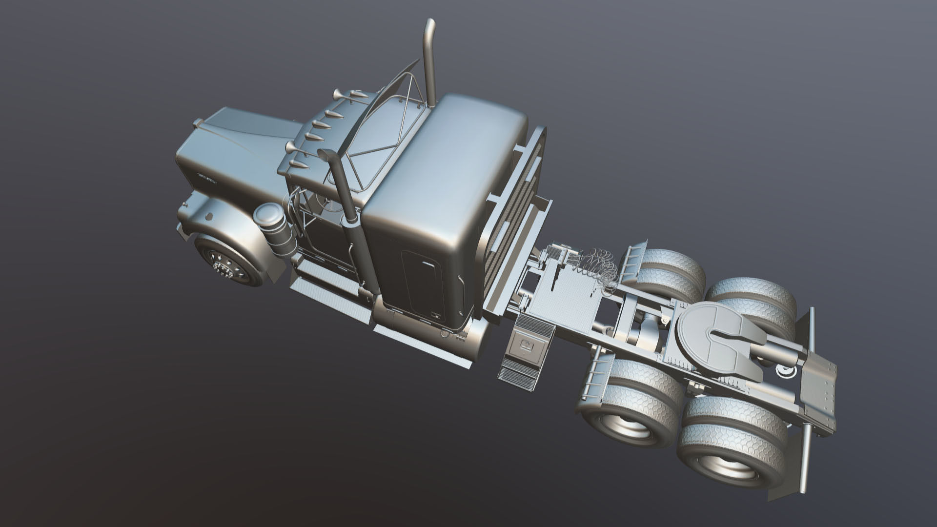 Kenworth W900 custom cab Low-poly 3D model_28