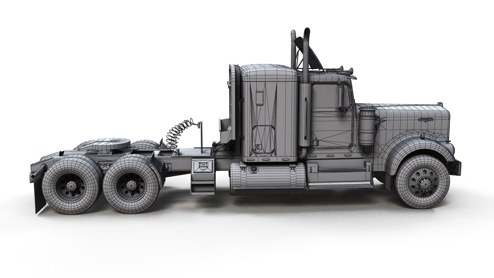 Kenworth W900 custom cab Low-poly 3D model_11