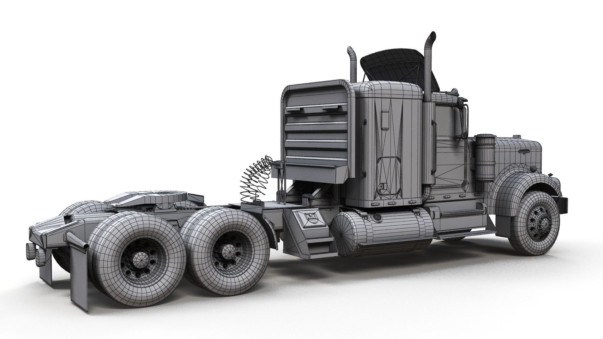 Kenworth W900 custom cab Low-poly 3D model_10