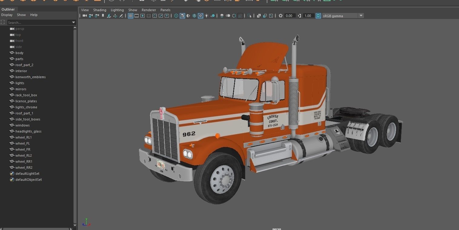 Kenworth W900 custom cab Low-poly 3D model_37