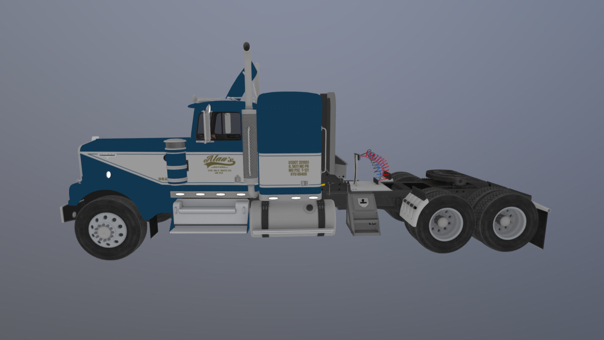 Kenworth W900 custom cab Low-poly 3D model_26