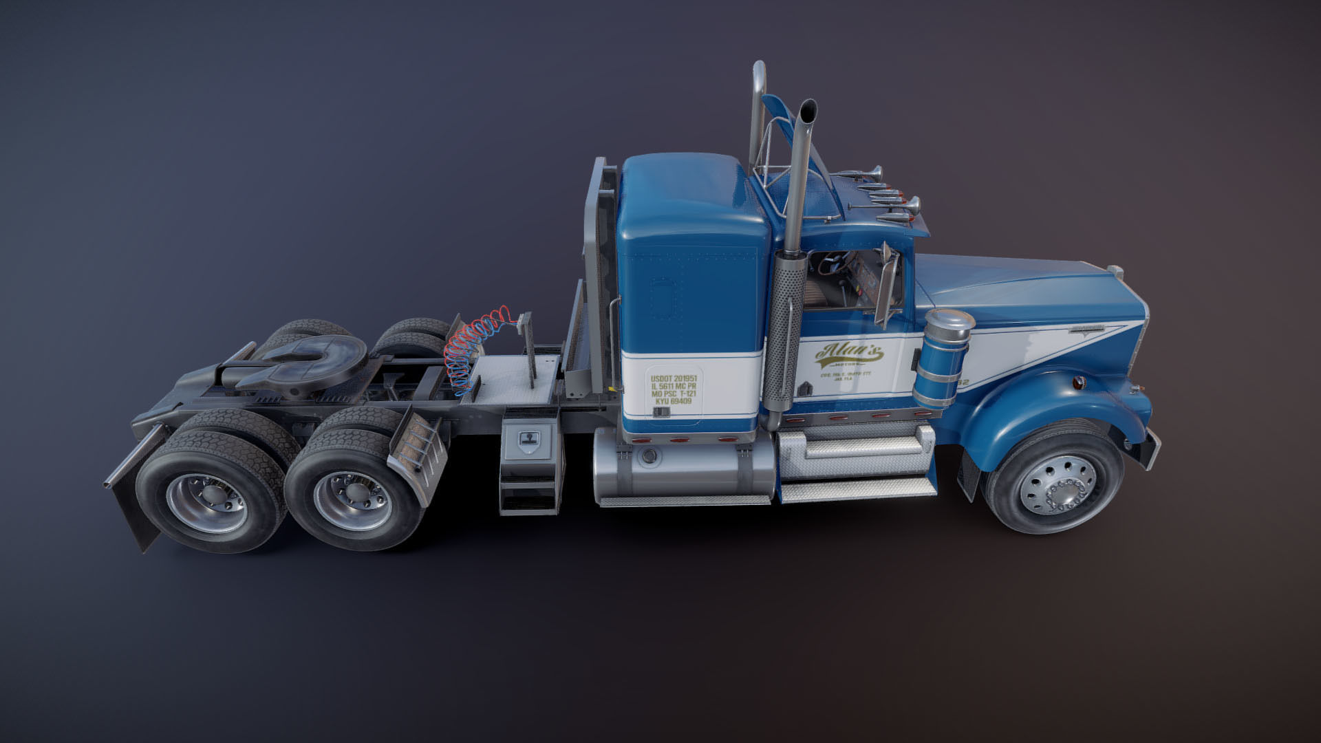 Kenworth W900 custom cab Low-poly 3D model_19