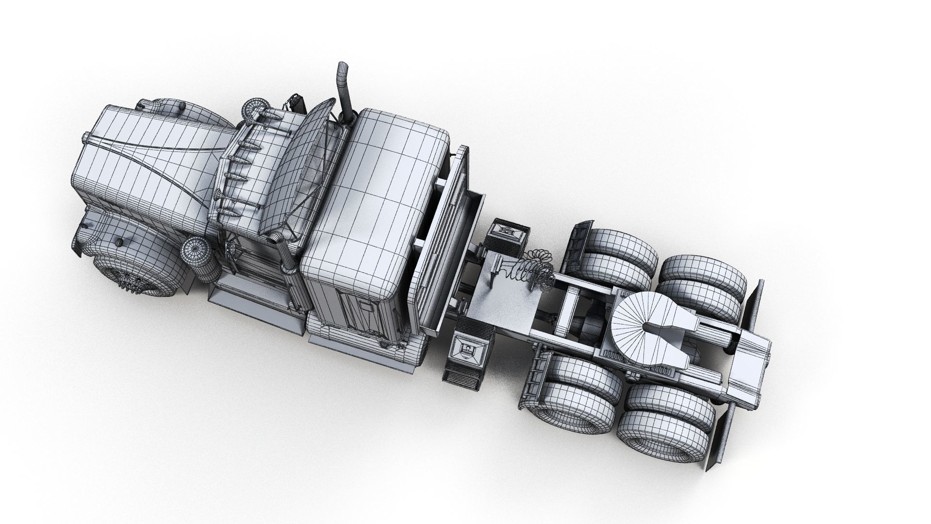 Kenworth W900 custom cab Low-poly 3D model_15