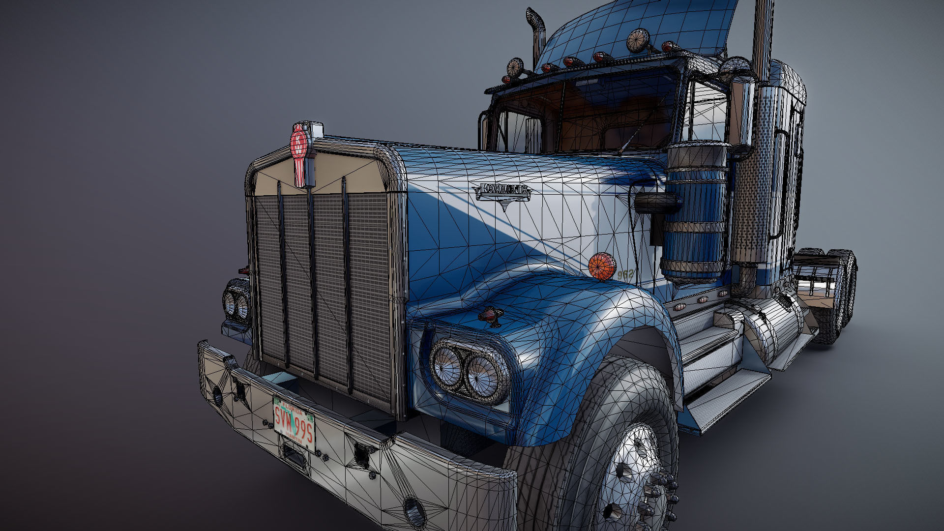 Kenworth W900 custom cab Low-poly 3D model_33
