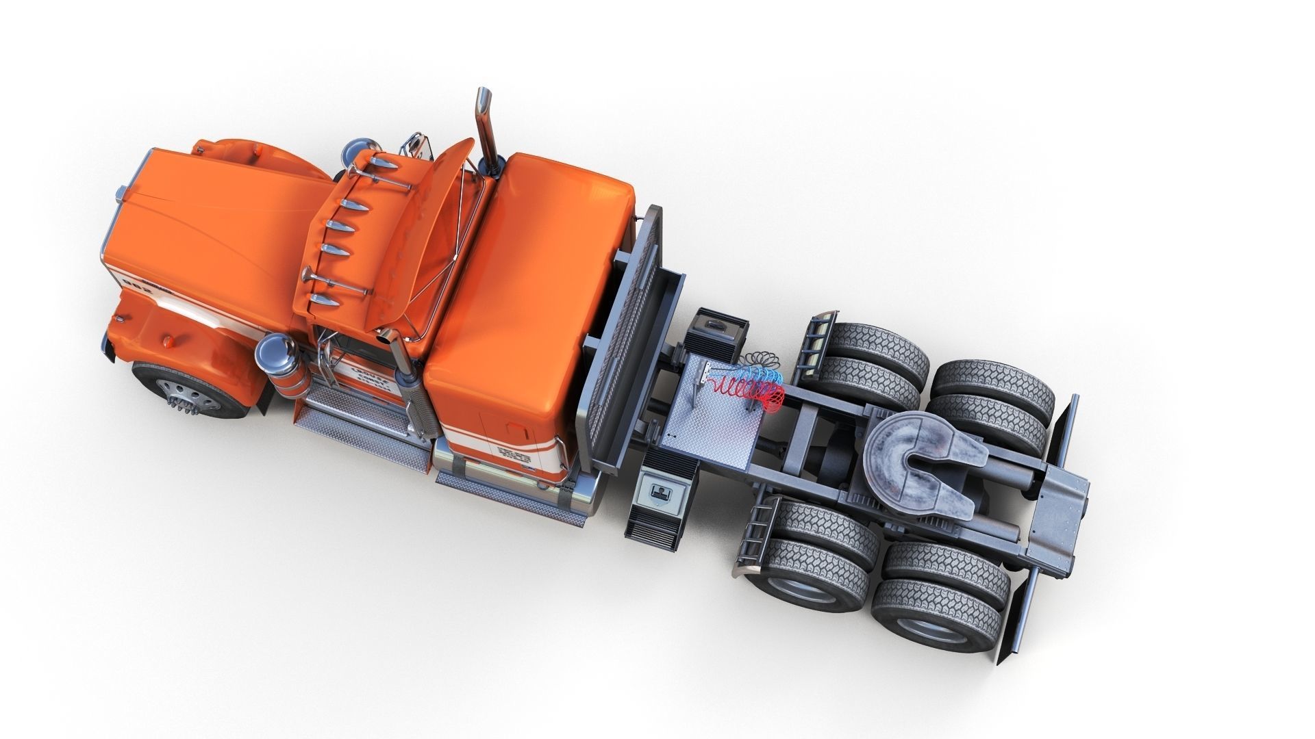 Kenworth W900 custom cab Low-poly 3D model_7