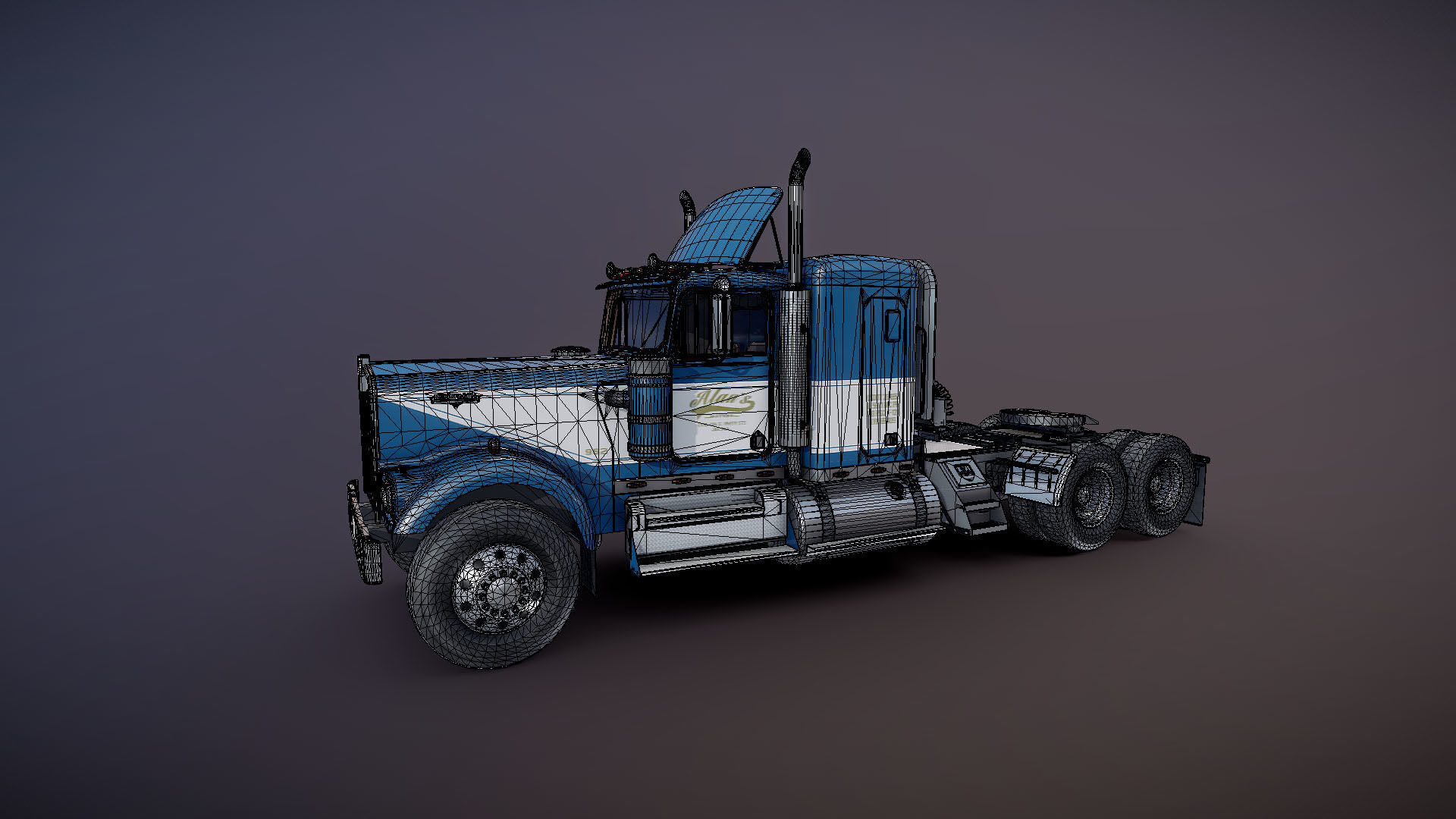 Kenworth W900 custom cab Low-poly 3D model_24