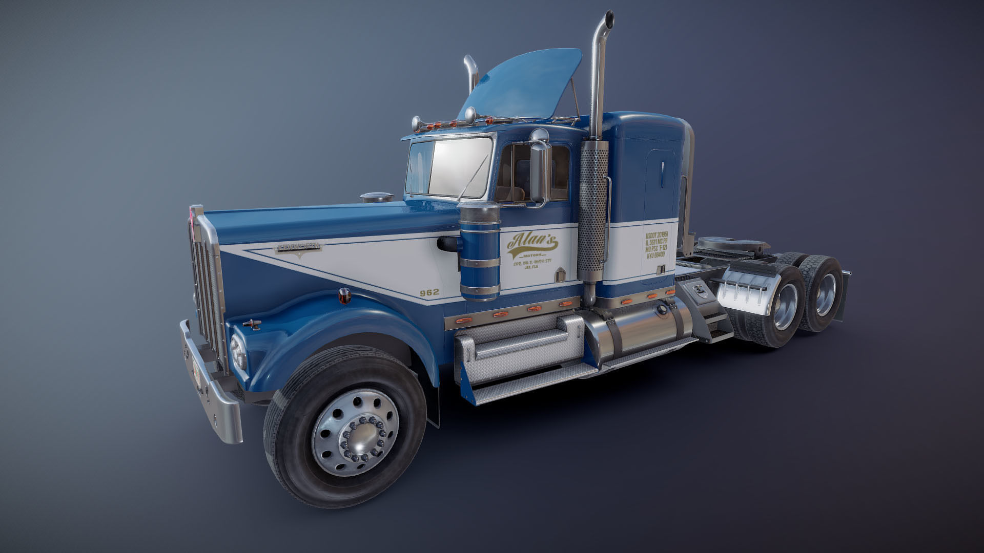Kenworth W900 custom cab Low-poly 3D model_18
