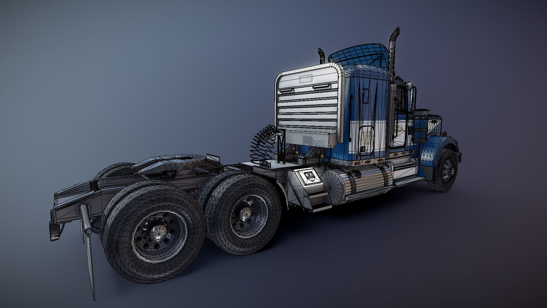 Kenworth W900 custom cab Low-poly 3D model_32