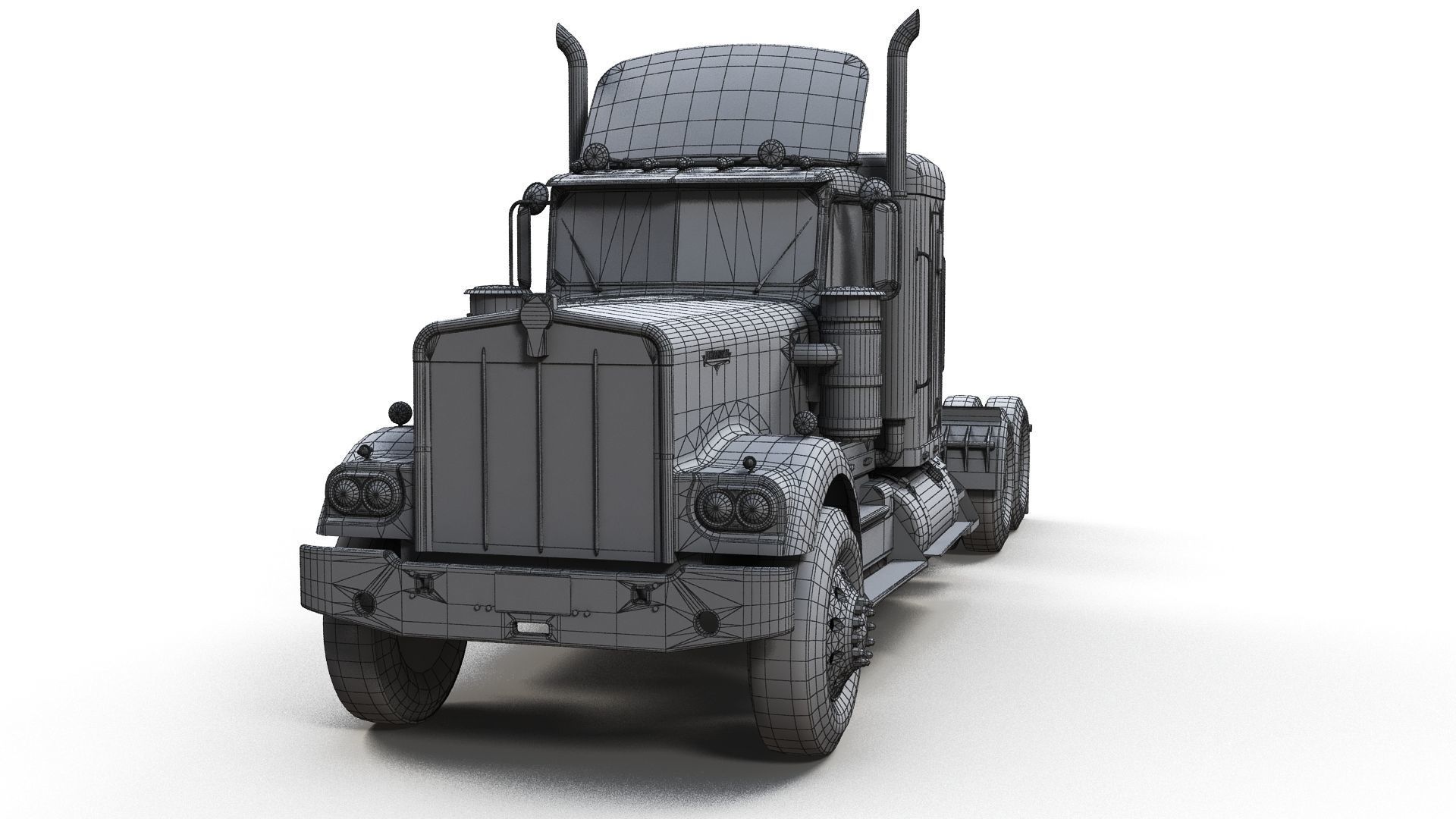 Kenworth W900 custom cab Low-poly 3D model_16