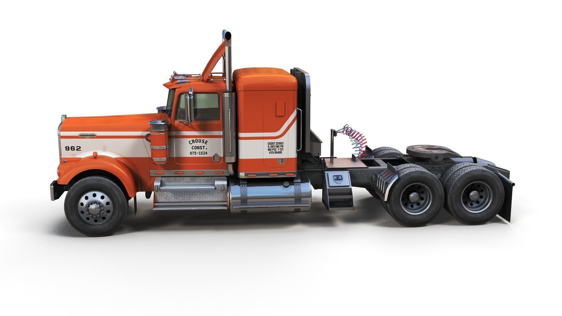 Kenworth W900 custom cab Low-poly 3D model_5