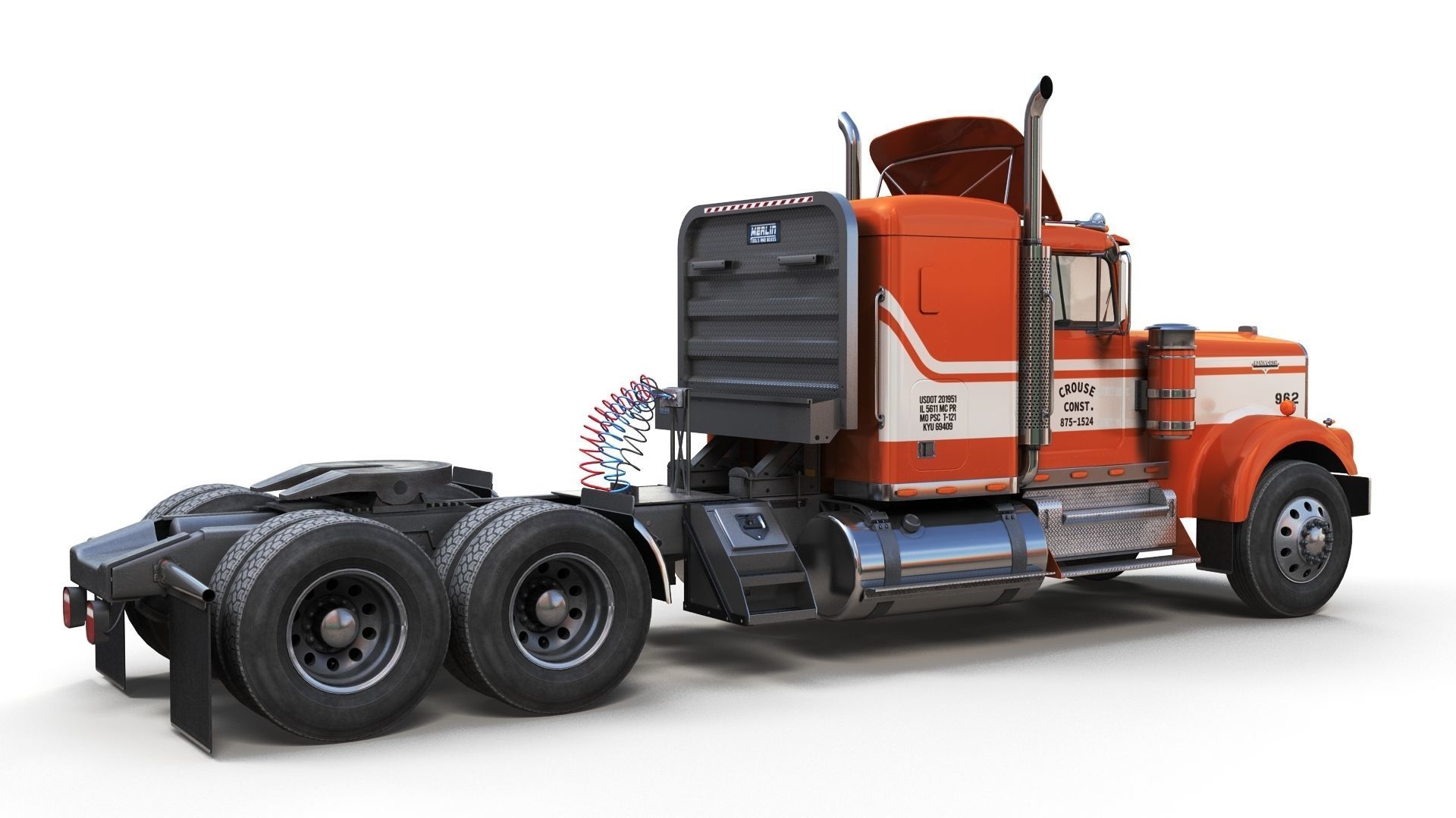Kenworth W900 custom cab Low-poly 3D model_2