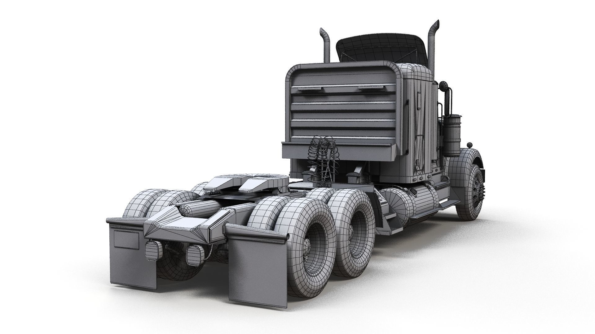 Kenworth W900 custom cab Low-poly 3D model_14
