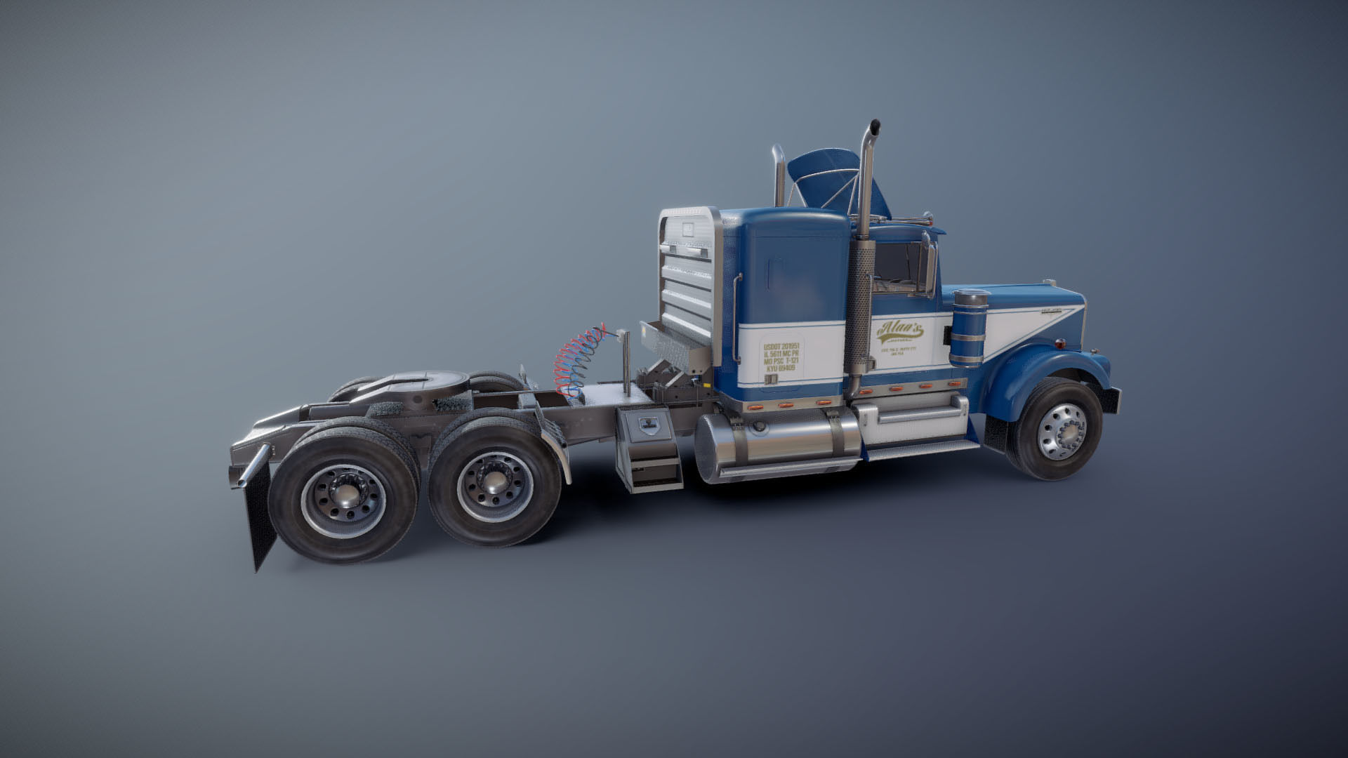 Kenworth W900 custom cab Low-poly 3D model_17
