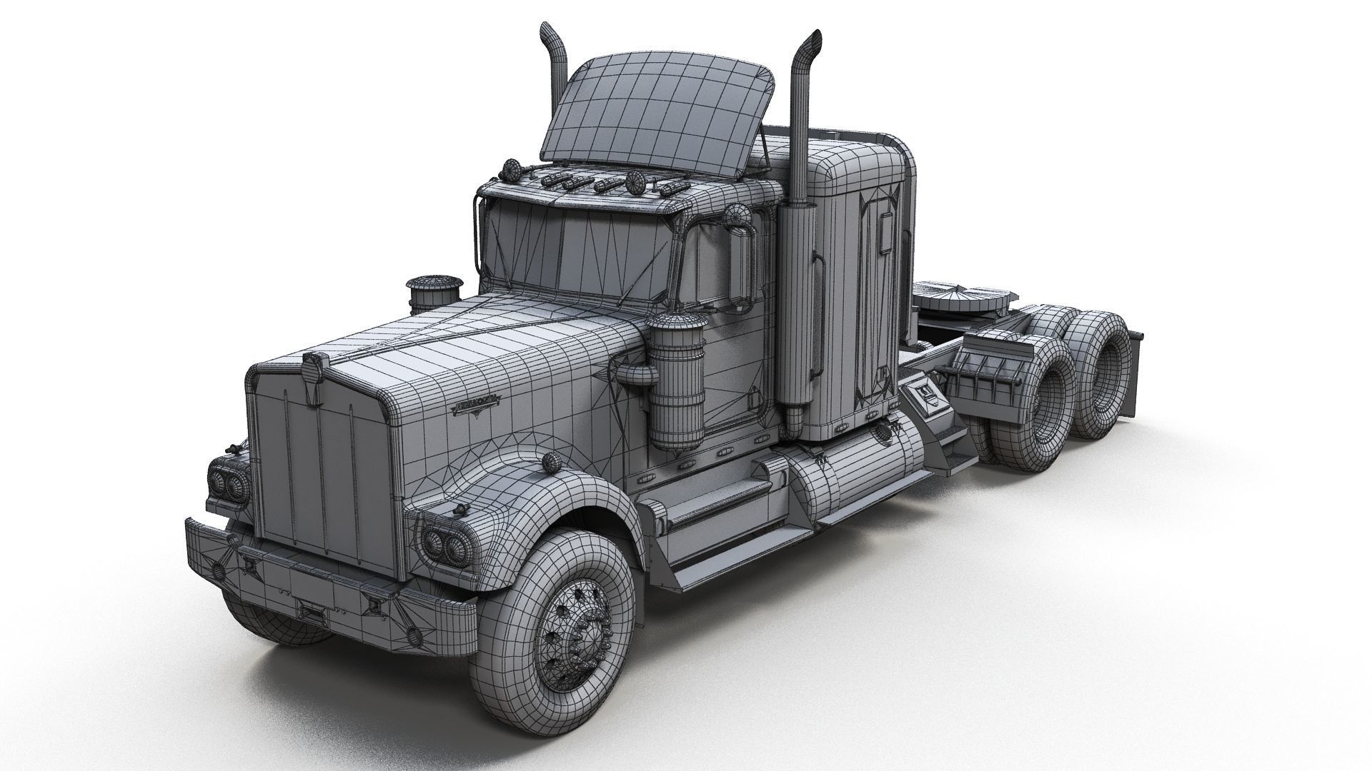 Kenworth W900 custom cab Low-poly 3D model_9