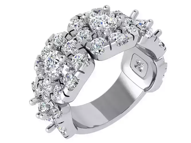 Square Halo Band Ring 3494