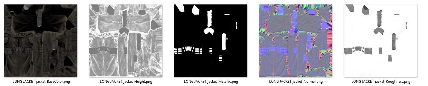 Postapocalypse sci-fi long jacket with hood Low-poly 3D model_13