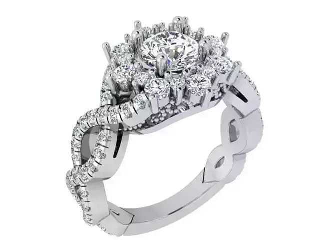 Round Halo Twisted Ring 3497