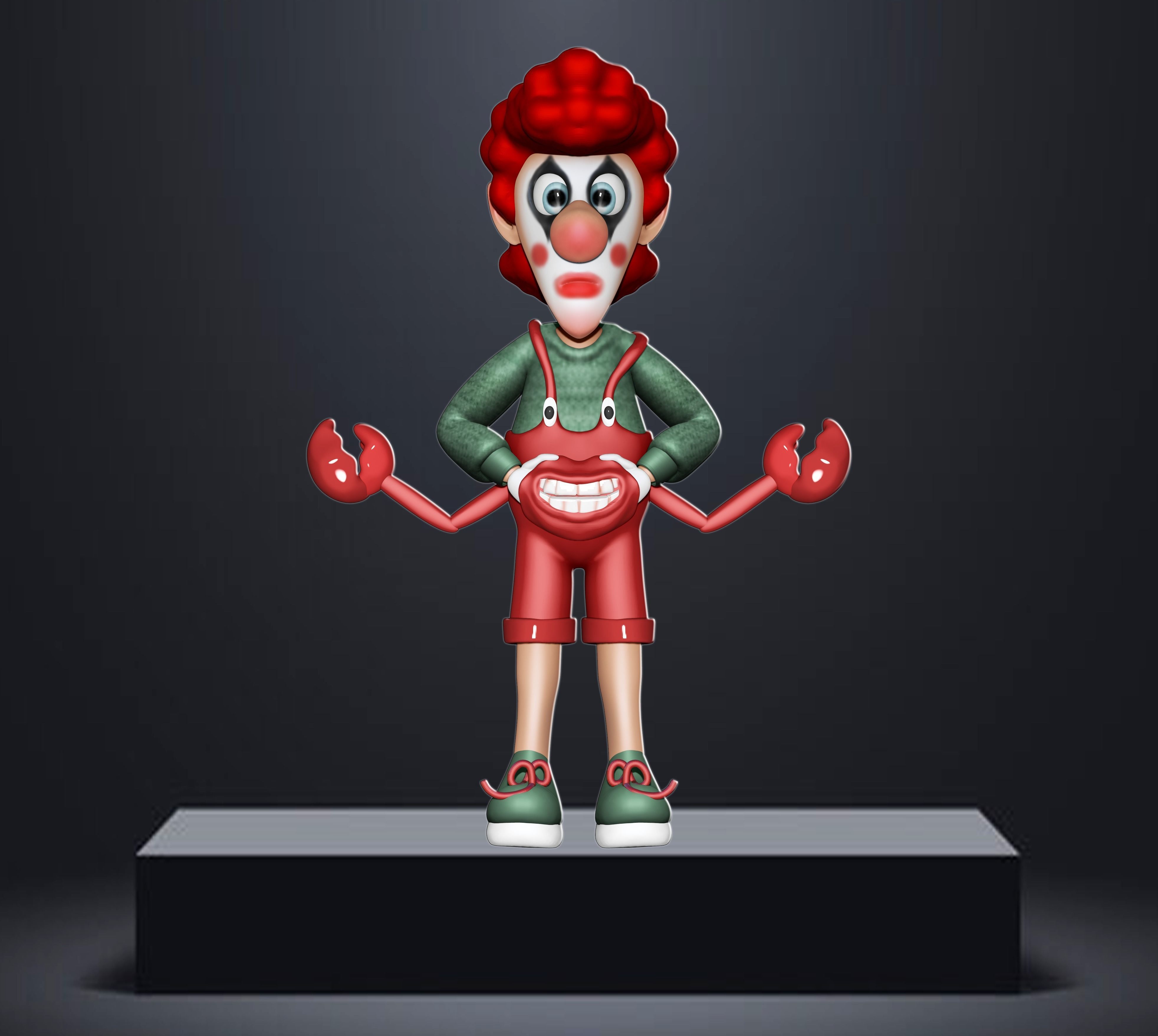 Joker clown 3d model in Disney character with mr krabs costume 3D model ...