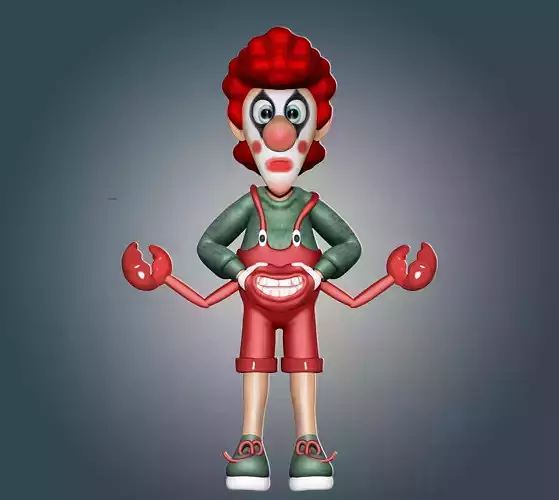 Joker clown 3d model in Disney character with mr krabs costume