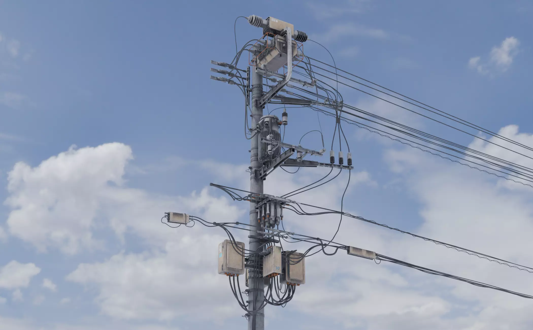 Power pole 3D model_0