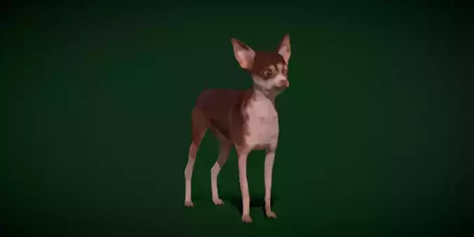 Russian Toy Terrier Dog Breed Low-poly 3D model