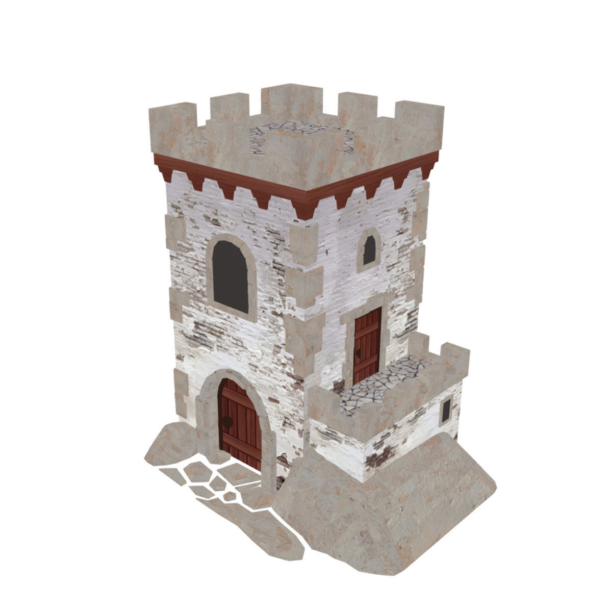 Fortress Building - Low-poly PBR model Low-poly 3D model_8