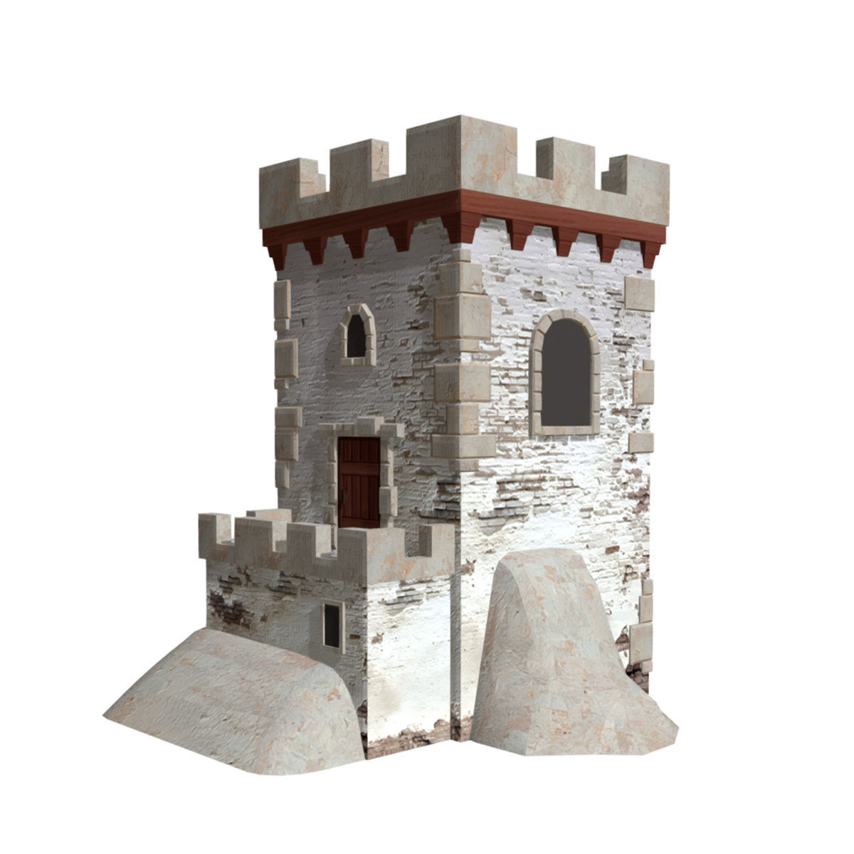 Fortress Building - Low-poly PBR model Low-poly 3D model_1