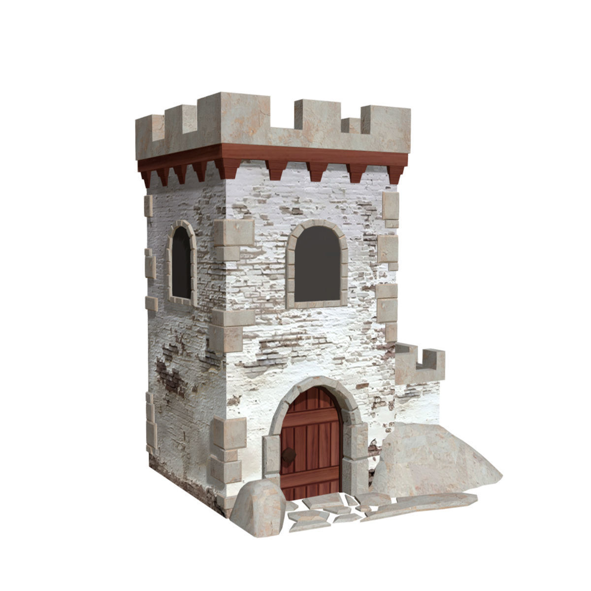 Fortress Building - Low-poly PBR model Low-poly 3D model_3