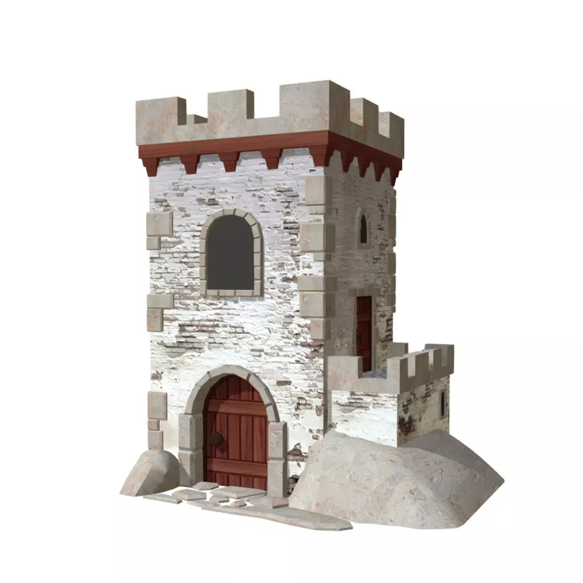 Fortress Building - Low-poly PBR model Low-poly 3D model_0