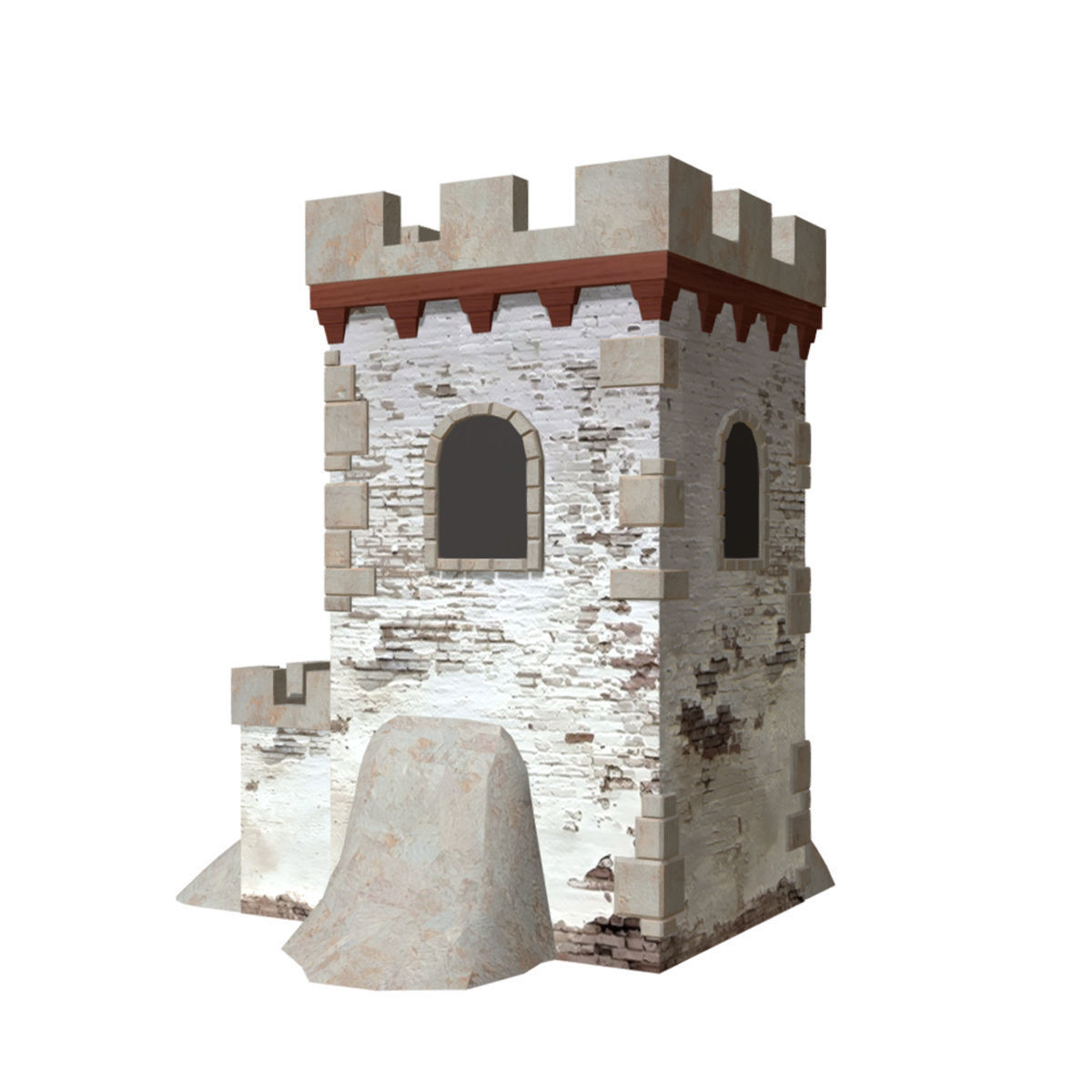 Fortress Building - Low-poly PBR model Low-poly 3D model_2