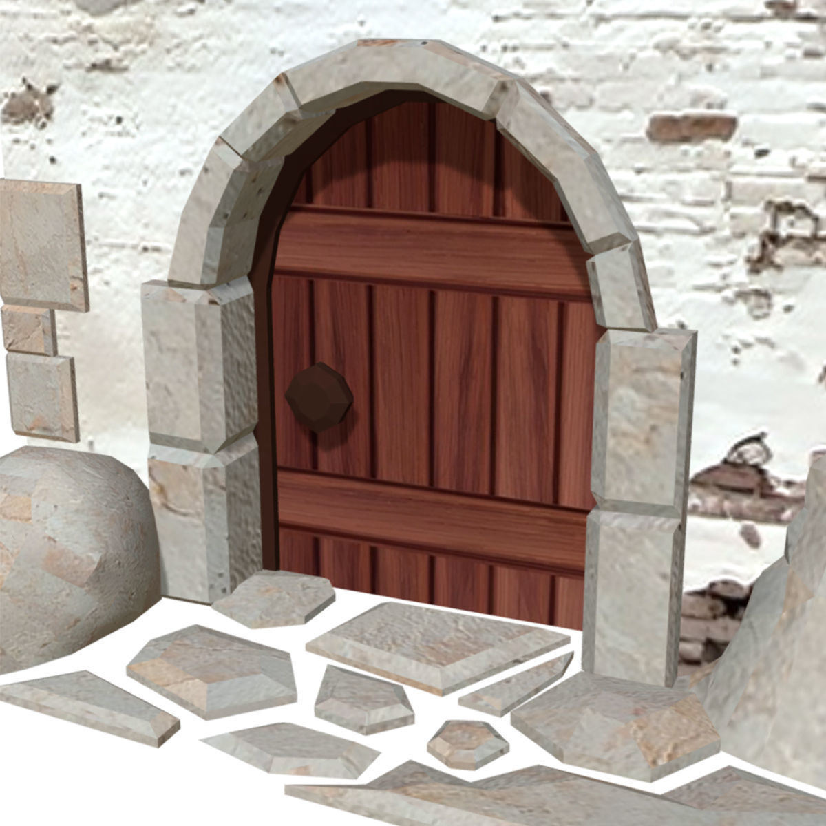 Fortress Building - Low-poly PBR model Low-poly 3D model_5