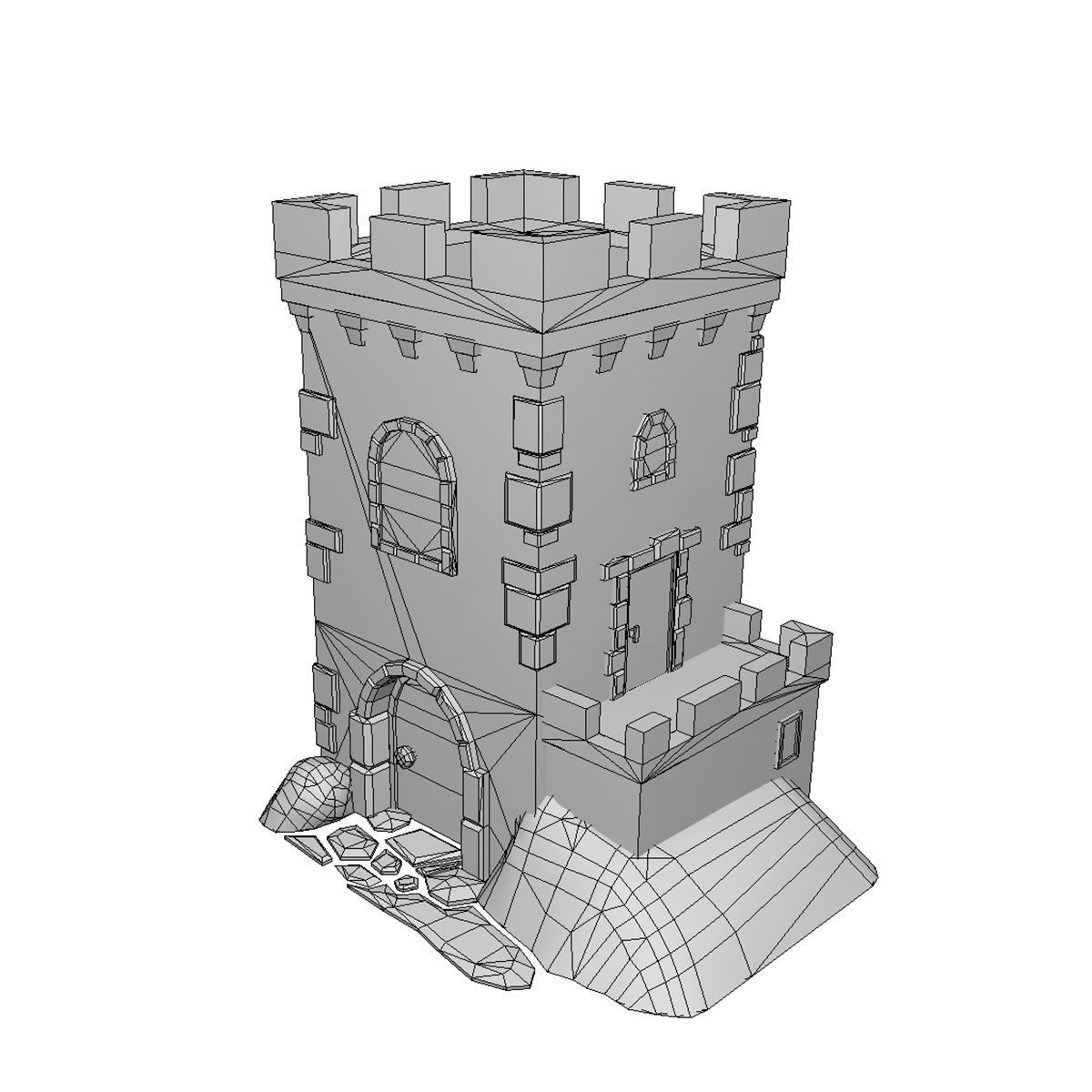 Fortress Building - Low-poly PBR model Low-poly 3D model_7
