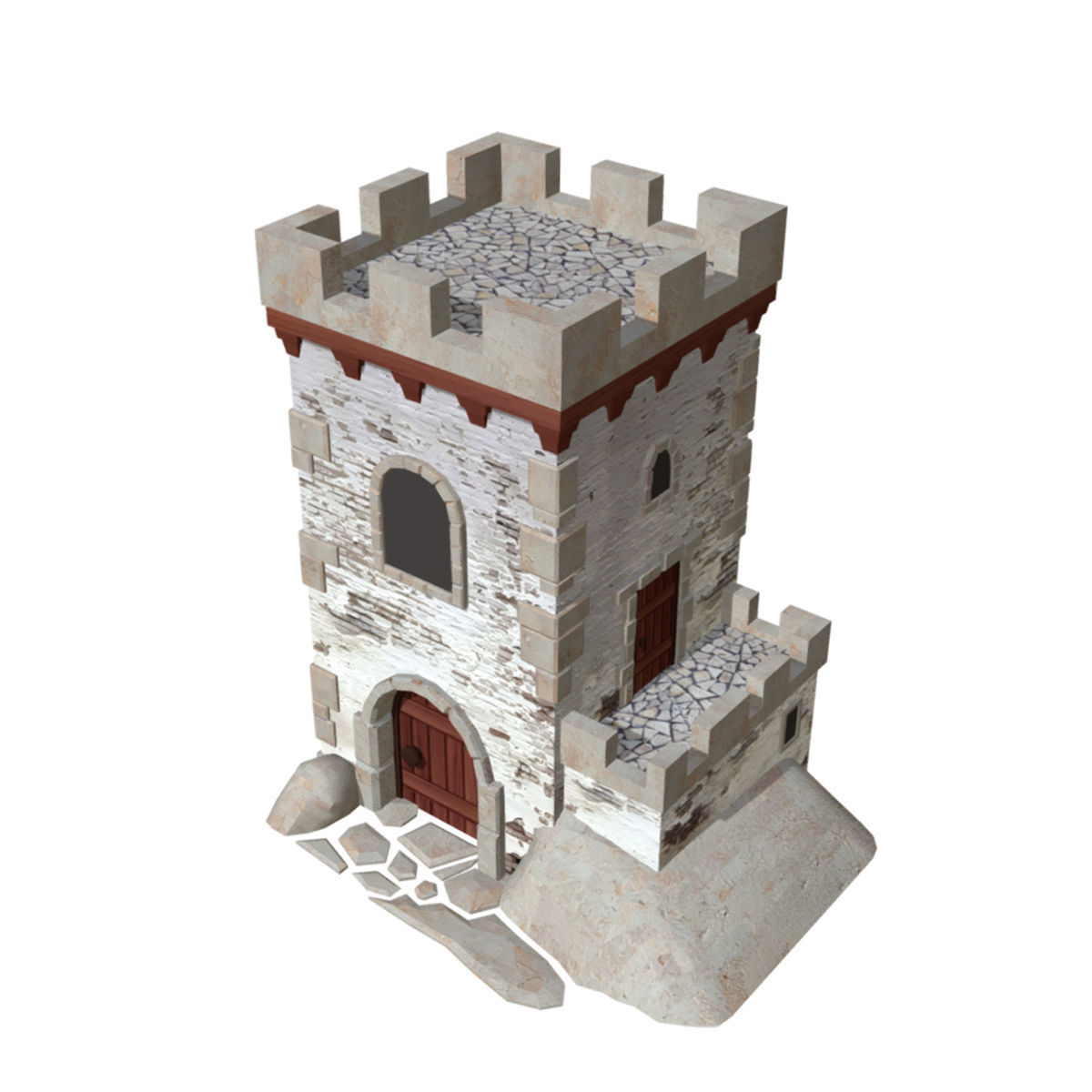 Fortress Building - Low-poly PBR model Low-poly 3D model_4