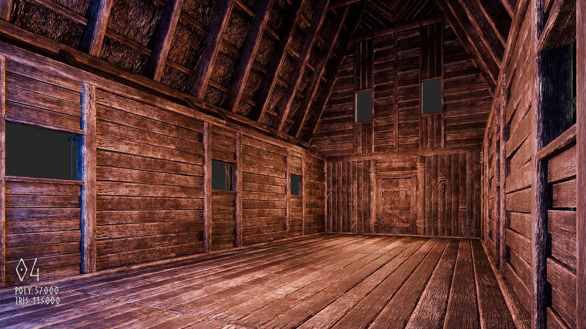 Viking House - 20 4K Textures with Interiors Low-poly 3D model_23