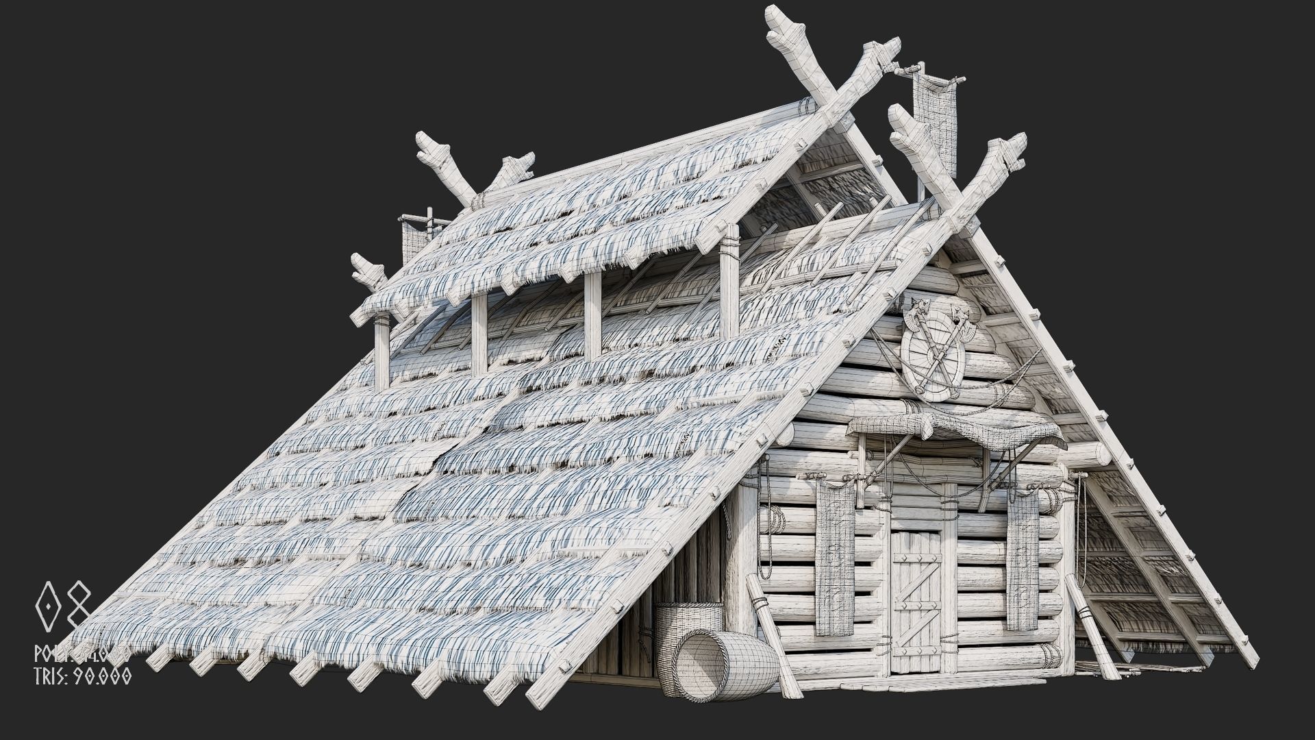 Viking House - 20 4K Textures with Interiors Low-poly 3D model_43