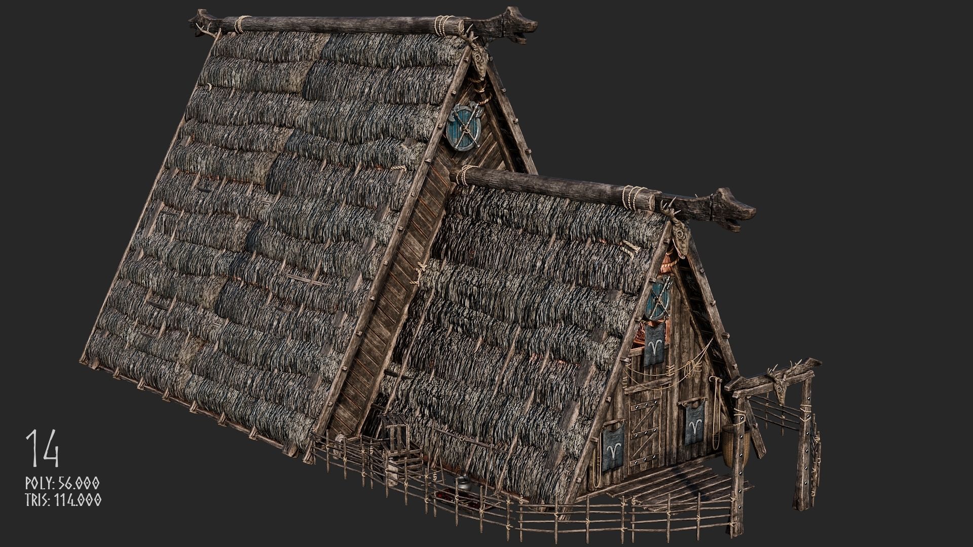 Viking House - 20 4K Textures with Interiors Low-poly 3D model_65