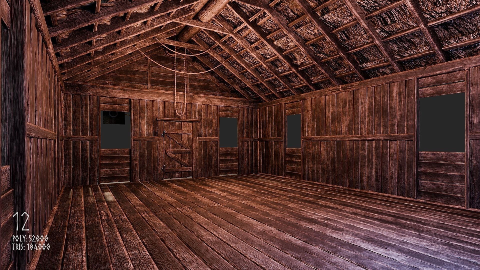 Viking House - 20 4K Textures with Interiors Low-poly 3D model_60