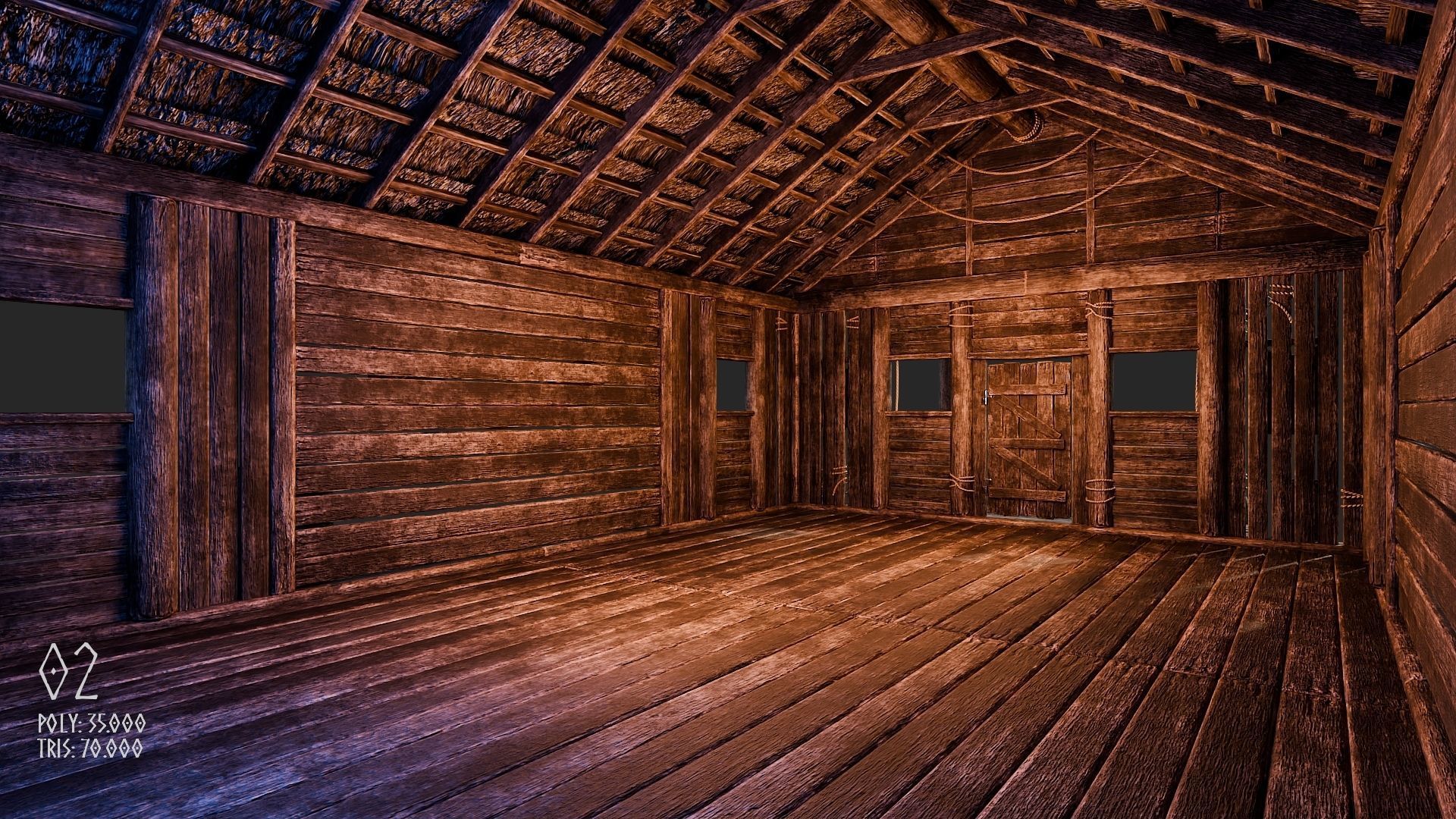 Viking House - 20 4K Textures with Interiors Low-poly 3D model_13