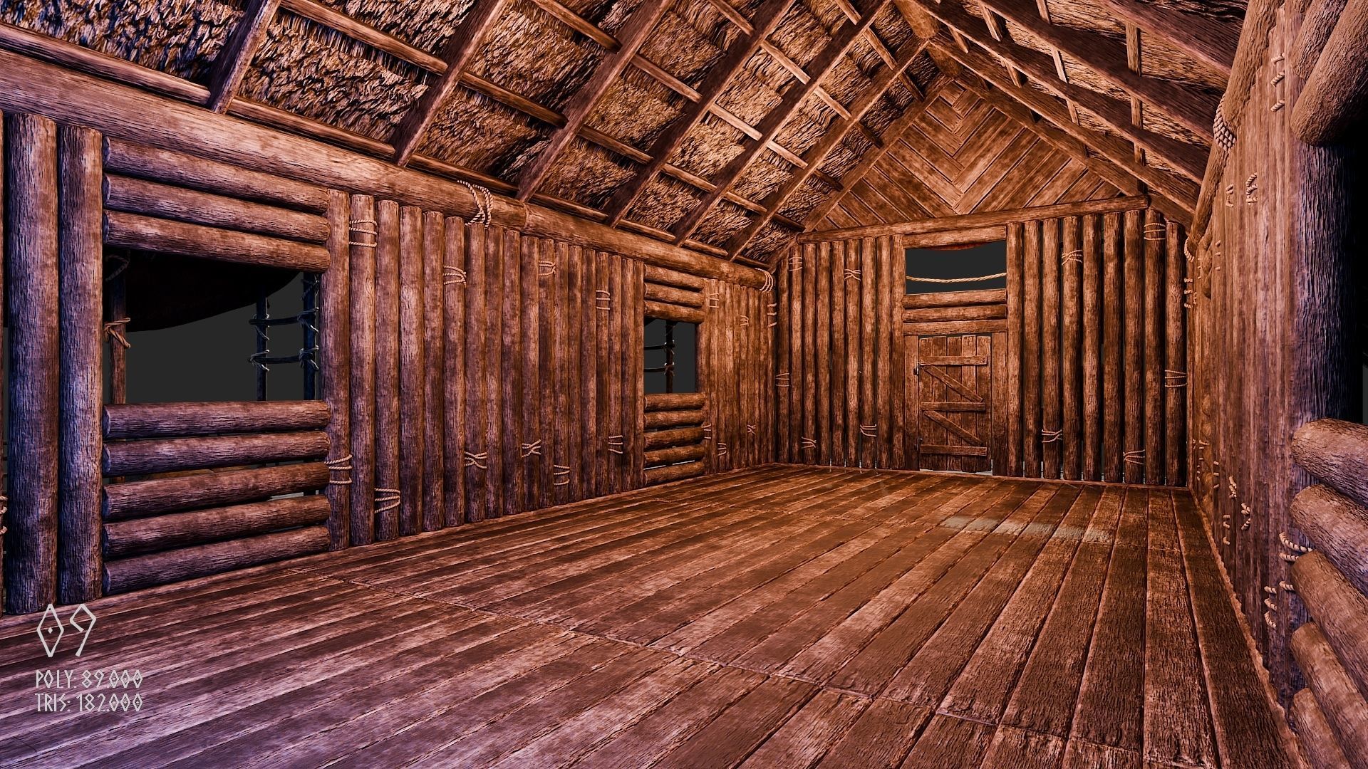 Viking House - 20 4K Textures with Interiors Low-poly 3D model_77