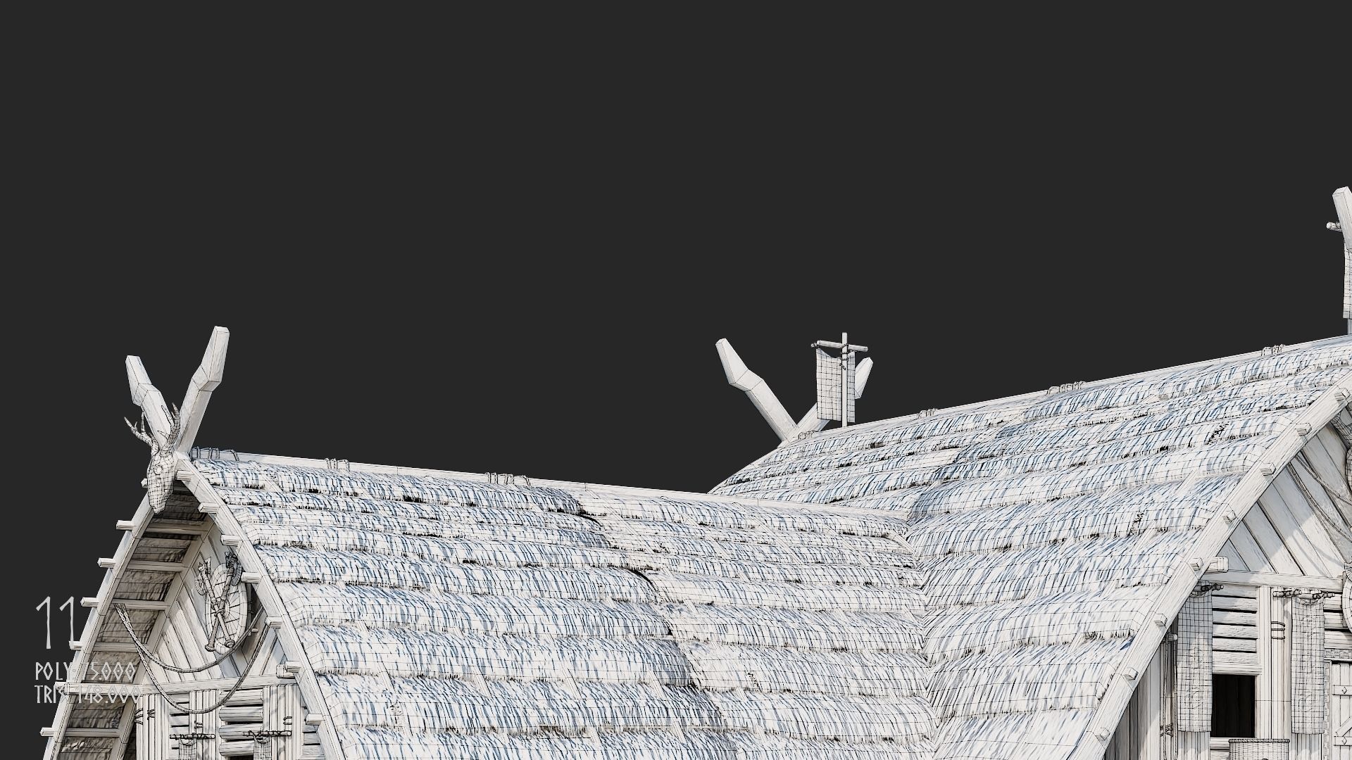 Viking House - 20 4K Textures with Interiors Low-poly 3D model_54