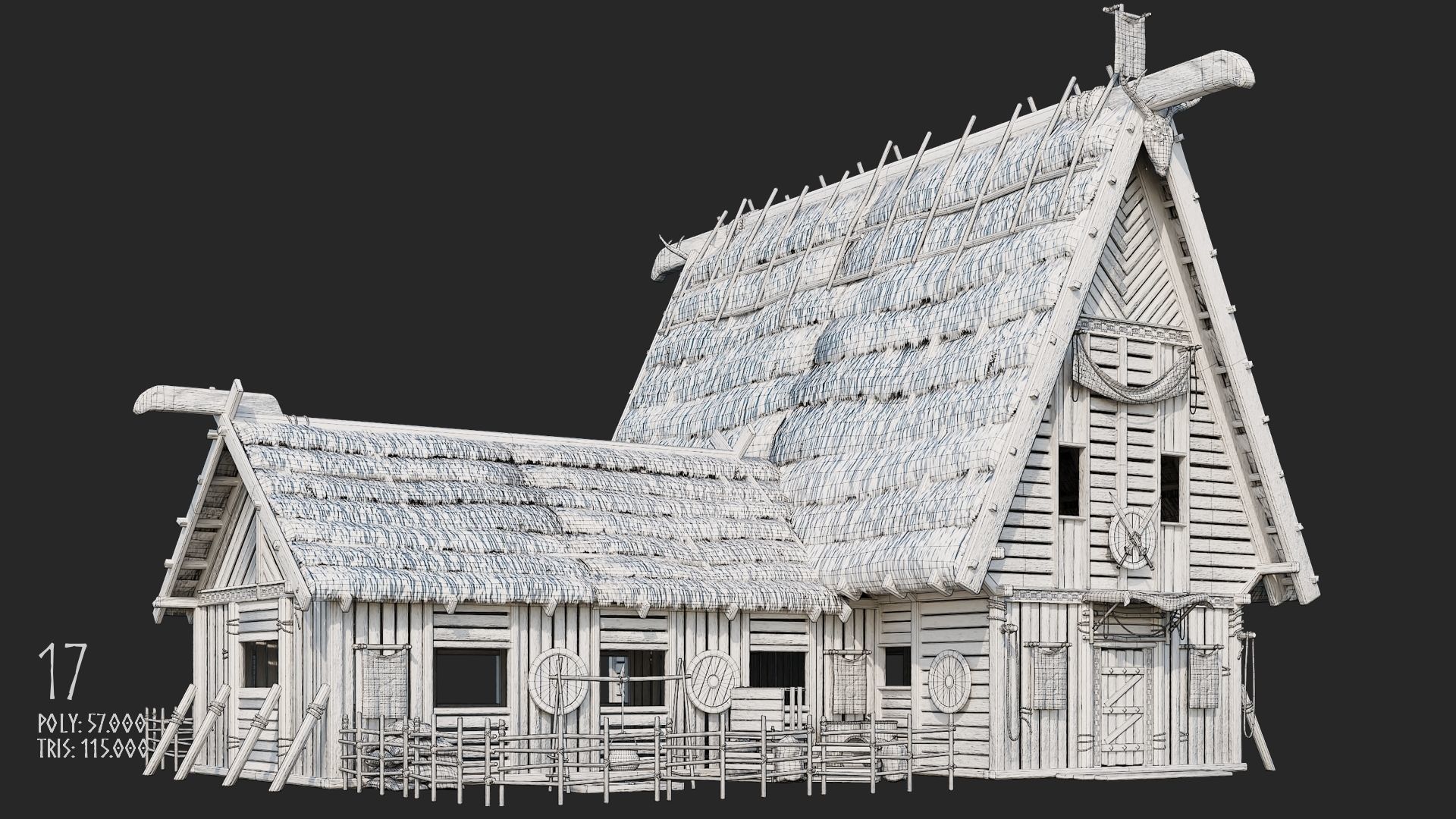 Viking House - 20 4K Textures with Interiors Low-poly 3D model_90