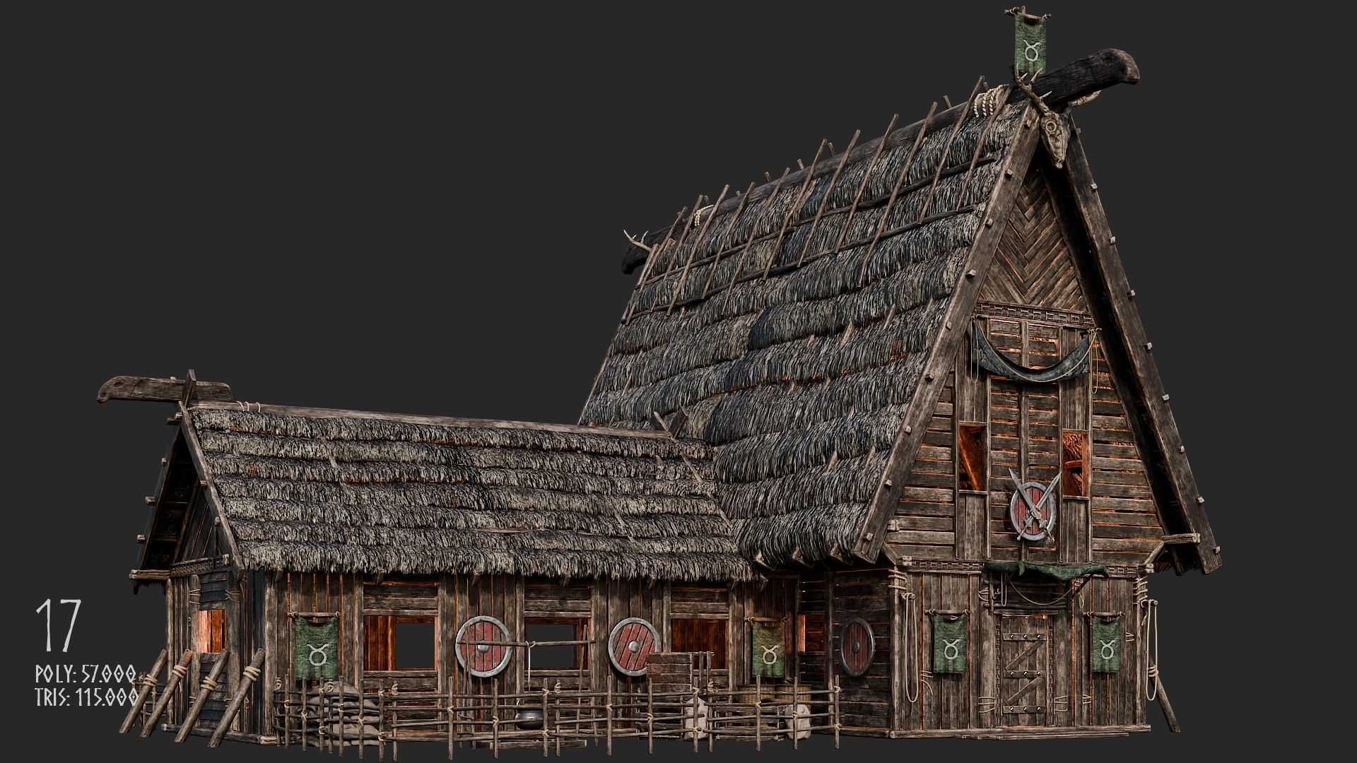 Viking House - 20 4K Textures with Interiors Low-poly 3D model_88