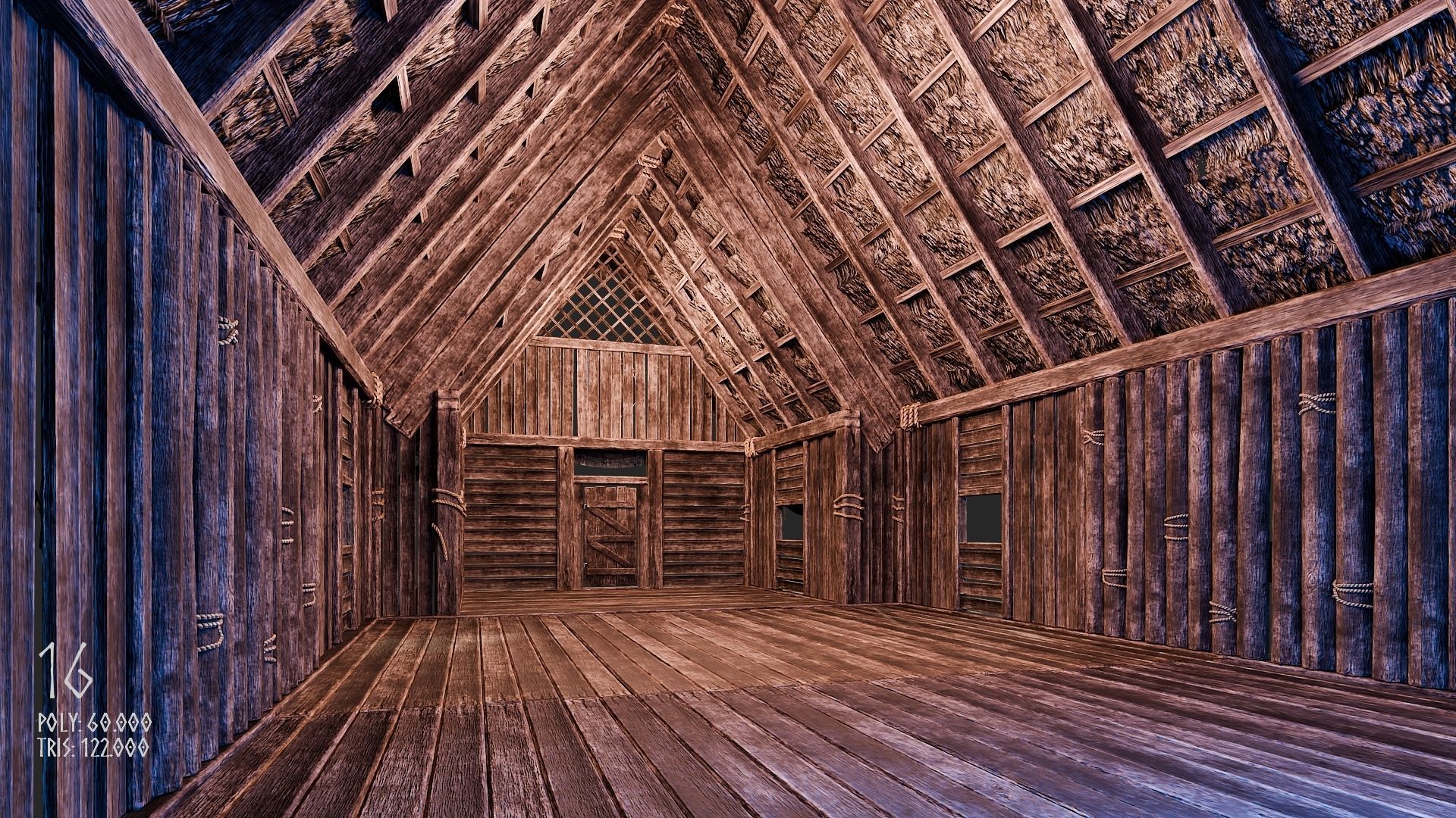 Viking House - 20 4K Textures with Interiors Low-poly 3D model_102