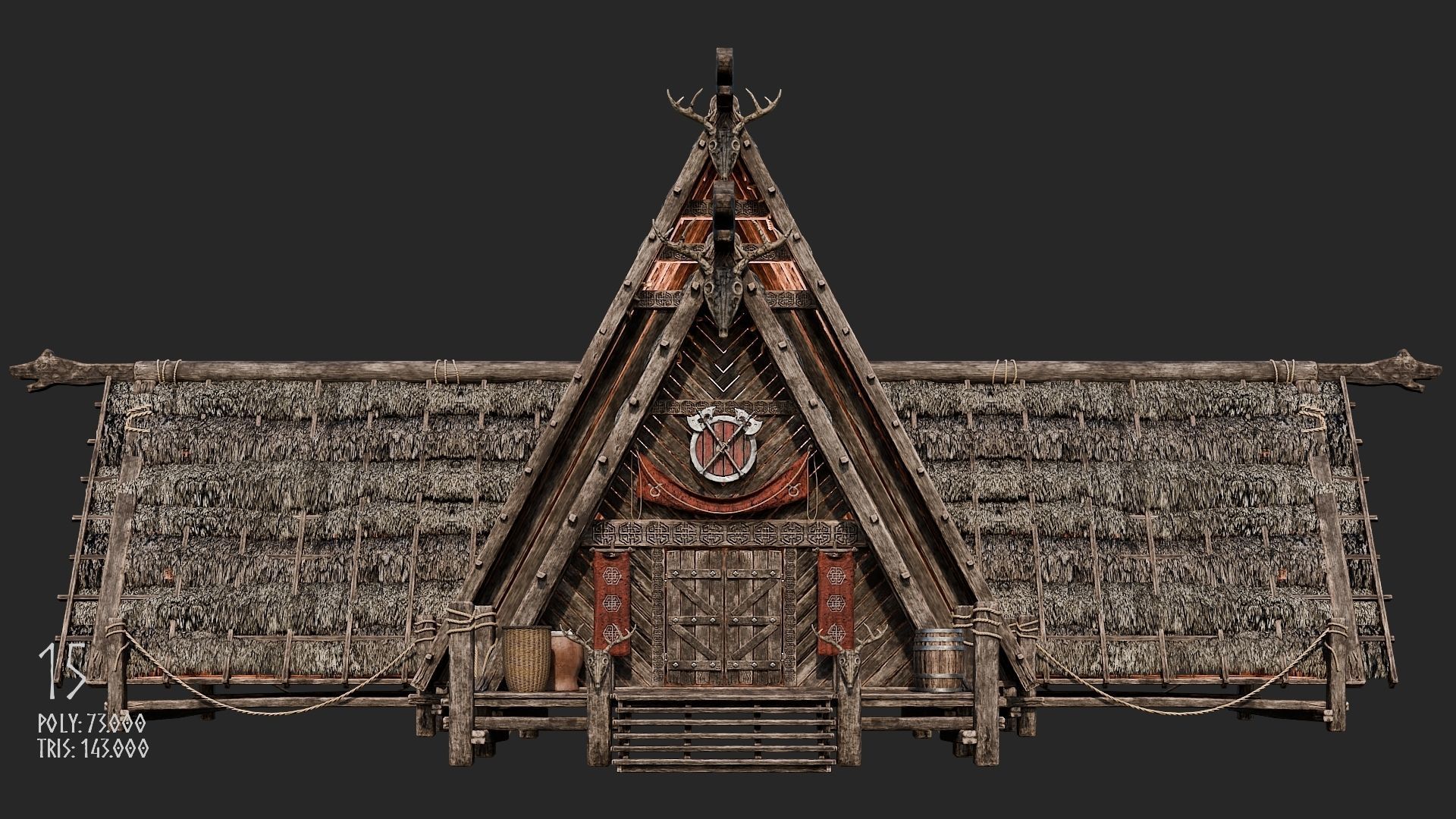 Viking House - 20 4K Textures with Interiors Low-poly 3D model_69