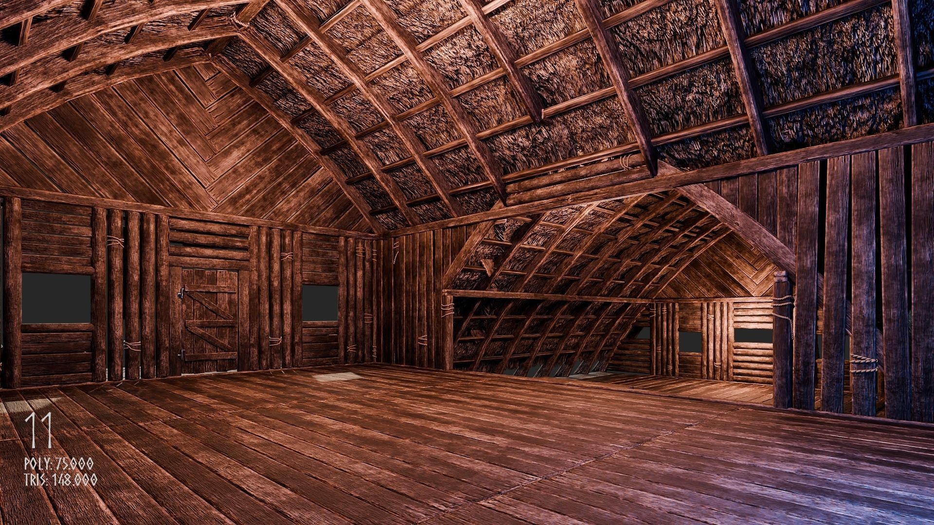 Viking House - 20 4K Textures with Interiors Low-poly 3D model_74